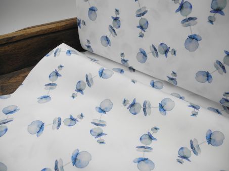 Webware 100% Baumwolle Digitaldruck Eukalyptus Blau 